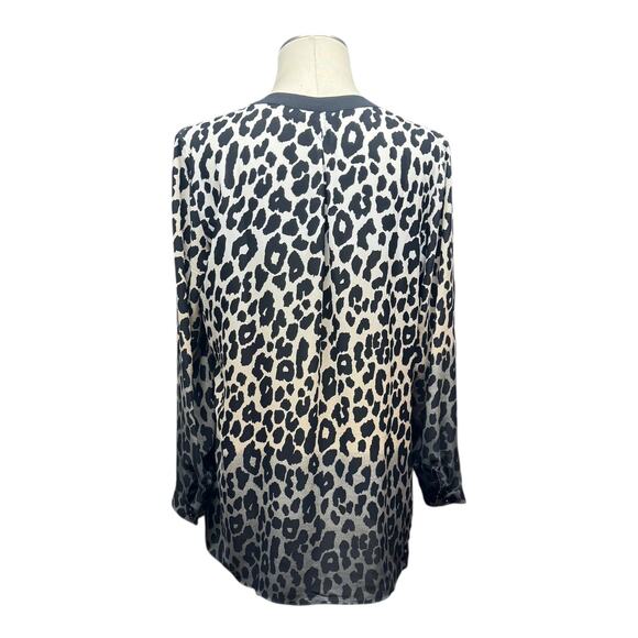 Susan Graver Long Sleeve Tunic Sequin Leopard Black Gray Tan 8 - Picture 4 of 8